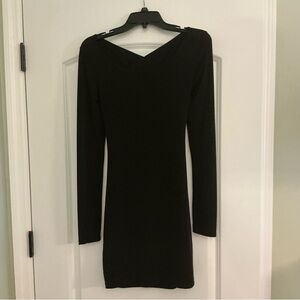 Guess Black Long Sleeve Mini Dress with Cross Back Detail, Size M